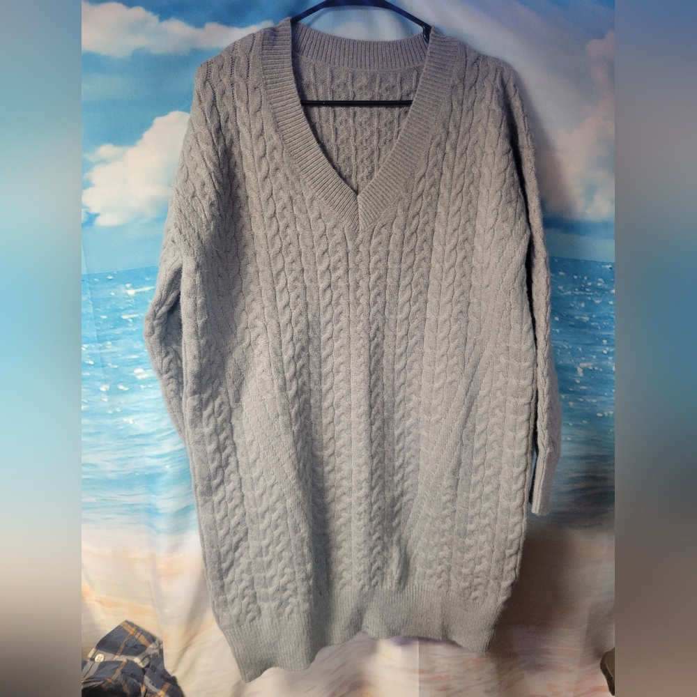 NEW Gray Cable Knit Women's Sweater